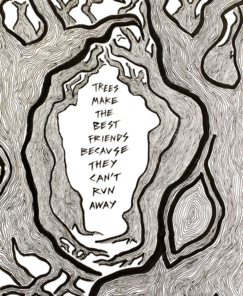 'Trees make the best friends' original A3 drawing